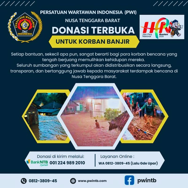 Pengurus dan anggota Persatuan Wartawan Indonesia (PWI) Nusa Tenggara Barat menggelar gerakan PWI NTB Peduli sebagai bentuk solidaritas dan kepedulian kemanusiaan bagi masyarakat terdampak bencana di sejumlah wilayah NTB.