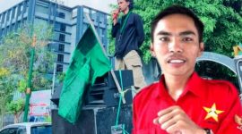 Aktivitas Kader HMI MPO Cabang Mataram, M. Adam Ikbal, bersama Ketua Eksekutif Wilayah LMND NTB, Muhammad Ramadhan, saat menyampaikan sikap dan tuntutan terkait dugaan tindakan represif aparat dalam pengamanan aksi unjuk rasa di Lombok Timur.