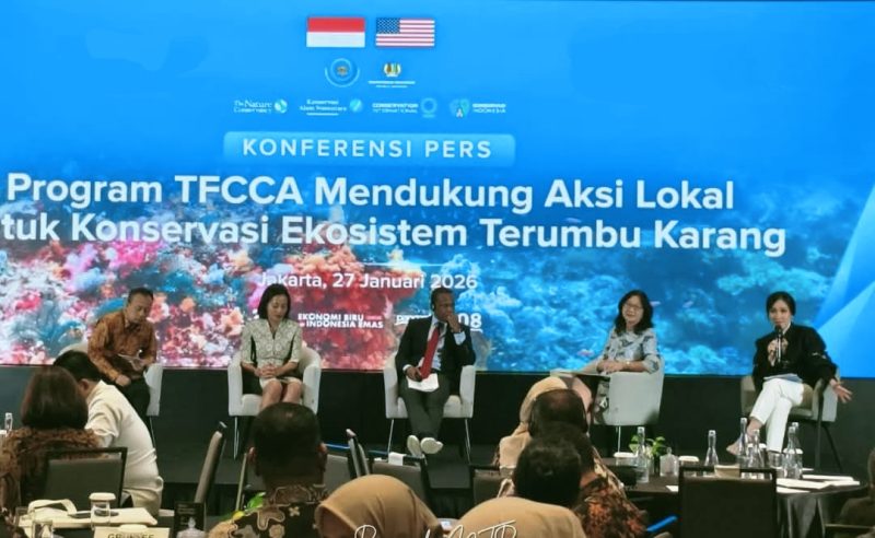 Peluncuran Program Tropical Forest and Coral Reef Conservation Act (TFCCA) yang diselenggarakan Kementerian Kelautan dan Perikanan RI di Morrissey Hotel, Jakarta, Selasa (27/1/2026).
