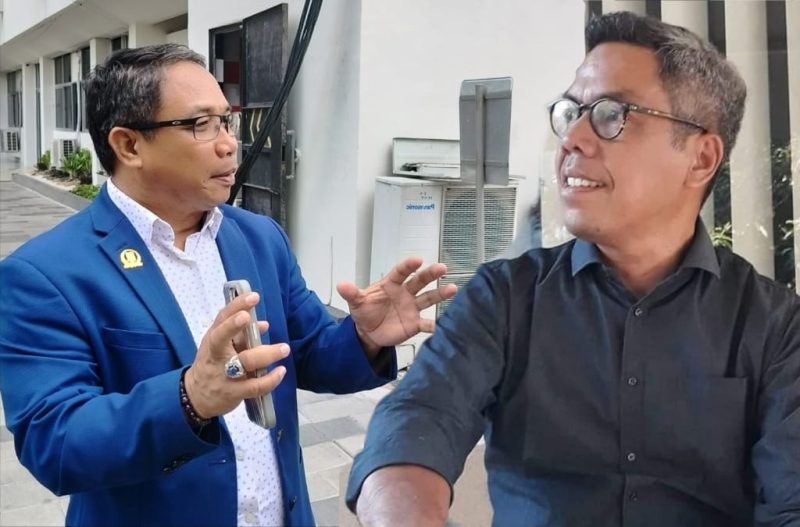 Anggaran DPRD NTB, Muhamad Aminurlah (kiri), bersama Koordinator Tim Percepatan Gubernur NTB, Adhar Hakim (kanan)