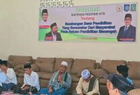 Anggota Komisi V DPRD NTB, H. Muhammad Jamhur, saat sosialisasi Raperda Sumbangan Dana Pendidikan di Yayasan Assulamy Langko, Kecamatan Lingsar, Lombok Barat, Rabu (18/2/2026).