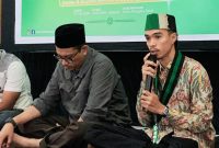 Ketua Umum Formatur HMI MPO Cabang Mataram, Hakim Bima Persada, menyampaikan sambutan dalam kegiatan buka puasa bersama dan silaturahmi kader di Aula Museum NTB.