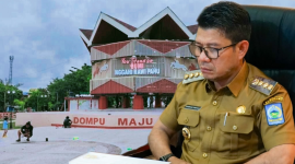 Bupati Dompu Bambang Firdaus memberikan keterangan kepada media terkait laporan dugaan korupsi proyek RTH Karijawa yang masuk ke Kejaksaan Tinggi Nusa Tenggara Barat, Senin (9/2/2026).