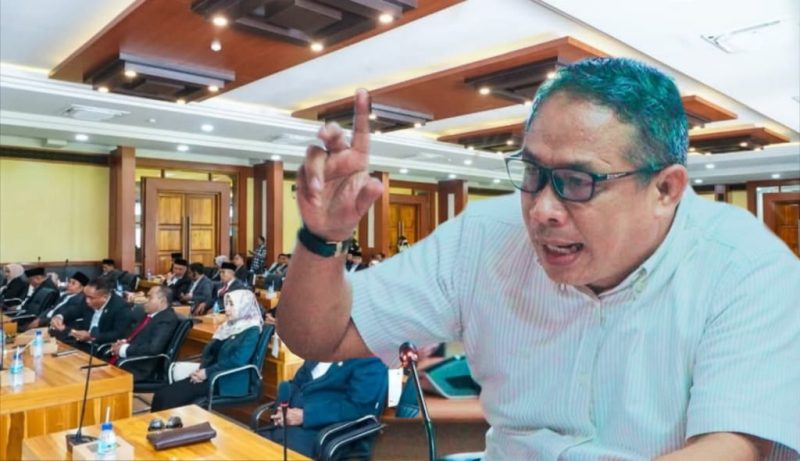Anggota DPRD NTB Aji Maman menyampaikan interupsi dalam rapat paripurna LKPJ Gubernur NTB Tahun Anggaran 2025 di Mataram.