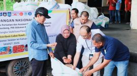Wakil Bupati Lombok Tengah H.M. Nursiah menerima pasokan 1 ton cabai rawit merah dari Enrekang Sulawesi Selatan di Bandara Internasional Zainuddin Abdul Madjid (BIZAM), Minggu (1/3/2026).