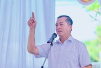 Gubernur NTB Lalu Muhamad Iqbal memberikan sambutan pada puncak peringatan HPN 2026 yang digelar PWI NTB di Mataram.