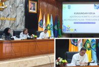 Kepala Dinas PUPRPKP NTB bersama jajaran DPD RI saat mengikuti rapat koordinasi terkait percepatan pembangunan infrastruktur jalan di NTB.