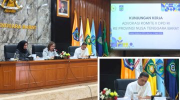 Kepala Dinas PUPRPKP NTB bersama jajaran DPD RI saat mengikuti rapat koordinasi terkait percepatan pembangunan infrastruktur jalan di NTB.