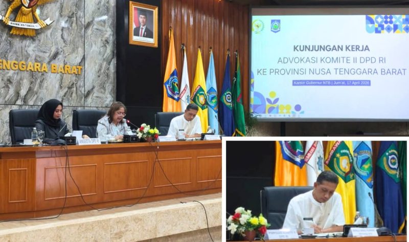 Kepala Dinas PUPRPKP NTB bersama jajaran DPD RI saat mengikuti rapat koordinasi terkait percepatan pembangunan infrastruktur jalan di NTB.