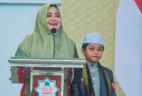 Wakil Gubernur NTB Indah Dhamayanti Putri saat menghadiri Halalbihalal RKB-WRKB Pulau Lombok di Auditorium UIN Mataram.