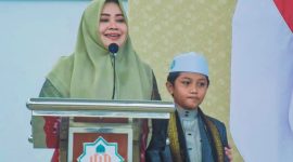 Wakil Gubernur NTB Indah Dhamayanti Putri saat menghadiri Halalbihalal RKB-WRKB Pulau Lombok di Auditorium UIN Mataram.