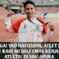 Yad Hafizuddin, atlet asal Lombok Timur sekaligus mahasiswa Universitas Hamzanwadi, usai meraih medali emas nomor 1500 meter di ajang Singapore Open 2026 di Singapura.