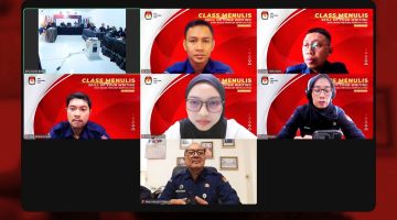 Suasana Class Menulis Jurnalistik KPU NTB yang diikuti jajaran KPU Kota Bima secara daring.