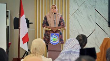 Wakil Gubernur NTB Indah Dhamayanti Putri bersama Ketua TP PKK NTB Sinta M. Iqbal saat meluncurkan program Voice for Equality: Stop Kekerasan Berbasis Gender di Aula Rinjani BPSDMD Provinsi NTB, Mataram.
