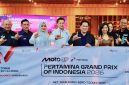 Direktur Utama InJourney Maya Watono, Menteri Pemuda dan Olahraga Erick Thohir, serta Wakil Gubernur NTB Indah Dhamayanti Putri menghadiri peluncuran Pertamina Grand Prix of Indonesia 2026 di Jakarta, Kamis (18/6/2026). MotoGP Mandalika disebut menjadi kebanggaan nasional dan sarana promosi Indonesia ke dunia dengan jangkauan 670 juta penonton di 200 negara.