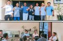 Ketua Bawaslu NTB Itratip bersama Direktur WALHI NTB Amri Nuryadin saat melakukan diskusi terkait pemilu ramah lingkungan dan wacana E-Voting di Mataram.