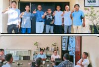 Ketua Bawaslu NTB Itratip bersama Direktur WALHI NTB Amri Nuryadin saat melakukan diskusi terkait pemilu ramah lingkungan dan wacana E-Voting di Mataram.