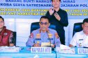 Kapolda NTB Irjen Pol. Kalingga Rendra Raharja memimpin konferensi pers pengungkapan kasus dan pemusnahan barang bukti narkoba hasil operasi Polda NTB dan Polres/Polresta jajaran di Tribun Bhara Daksa Polda NTB.
