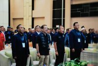 Ketua DPW Partai NasDem NTB H. Mori Hanafi bersama Wakil Ketua Umum DPP Partai NasDem, Saan Mustopa, 
bersama Anggota dan Ketua DPC di Kabupaten Kota di NTB di Pembukaan acara Rakerwil NasDem 2026 dan pada kesempatan tersebut ia menyampaikan pandangan politik partai dalam Rakerwil NasDem NTB di Ballroom Hotel Golden Palace Mataram, Jumat (26/6/2026), termasuk dukungan terhadap parliamentary threshold 7 persen menuju Pemilu 2029.