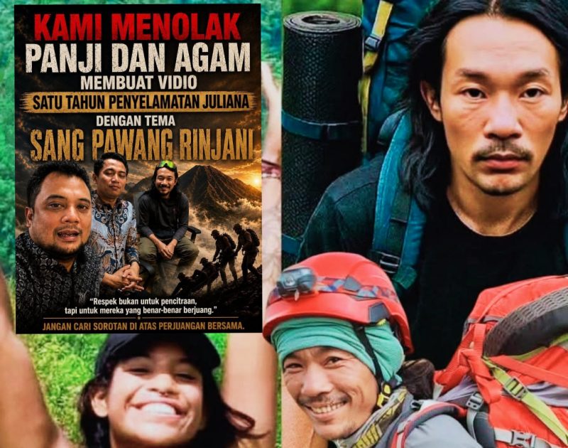 Tokoh pemuda Sembalun bersama elemen masyarakat Lombok Timur menyampaikan sikap terkait rencana kedatangan Agam Rinjani dan Panji Petualang dalam agenda yang dikaitkan dengan peringatan satu tahun penyelamatan Juliana Marins di kawasan Gunung Rinjani.