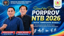 Ketua PWI NTB Ahmad Iklludin bersama Sekjen PWI NTB Fahrul Mustofa menyampaikan Dukungan dan Motivasi kepada Atlet, Pelatih, dan Ofisial agar menjunjung tinggi Sportivitas serta mengukir prestasi pada Porprov NTB 2026 sebagai langkah menuju PON 2028.
