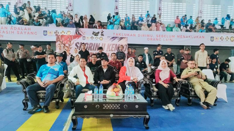 Wakil Gubernur NTB dan Bupati Dompu bersama Ketua Umum  Ketua Umum Pengurus Provinsi Persaudaraan Shorinji Kempo Indonesia (PERKEMI) NTB, Assoc. Prof. Dr. Syamsuriansyah, Ketua Panitia Syahrul meninjau langsung jalannya pertandingan Shorinji Kempo pada hari ketiga Porprov XII NTB 2026 di Mataram.