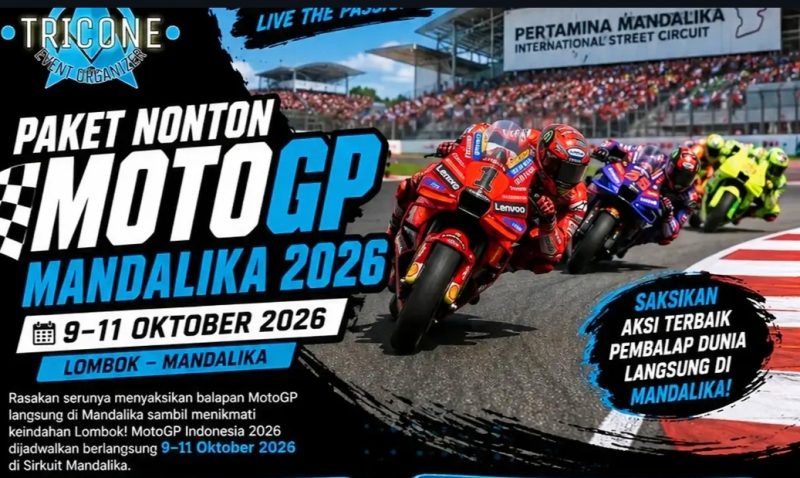 Suasana tribun Pertamina Mandalika International Circuit saat gelaran MotoGP Indonesia yang menjadi salah satu ajang balap Motor paling bergengsi di Dunia.