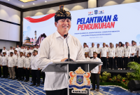 Gubernur NTB Lalu Muhamad Iqbal bersama Ketua Umum Kadin Indonesia Anindya Novyan Bakrie dan Ketua Kadin NTB H. Faurani saat menghadiri pelantikan dan pengukuhan Pengurus Kadin NTB di Mataram, Rabu (29/7/2026).