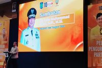 Gubernur NTB Lalu Muhamad Iqbal menyampaikan sambutan pada Pelantikan Pengurus DPD Partai Hanura NTB dan DPC Hanura 10 Kabupaten/Kota di Ballroom Rinjani Hotel Lombok Raya, Mataram, Sabtu (1/8/2026).
