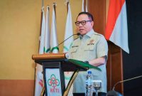 Ketua HKTI Provinsi NTB, Willgo Zainar, menyampaikan sambutan usai kembali terpilih pada Musyawarah Daerah (Musda) IX Himpunan Kerukunan Tani Indonesia (HKTI) Provinsi NTB di Mataram.