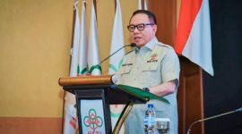 Ketua HKTI Provinsi NTB, Willgo Zainar, menyampaikan sambutan usai kembali terpilih pada Musyawarah Daerah (Musda) IX Himpunan Kerukunan Tani Indonesia (HKTI) Provinsi NTB di Mataram.