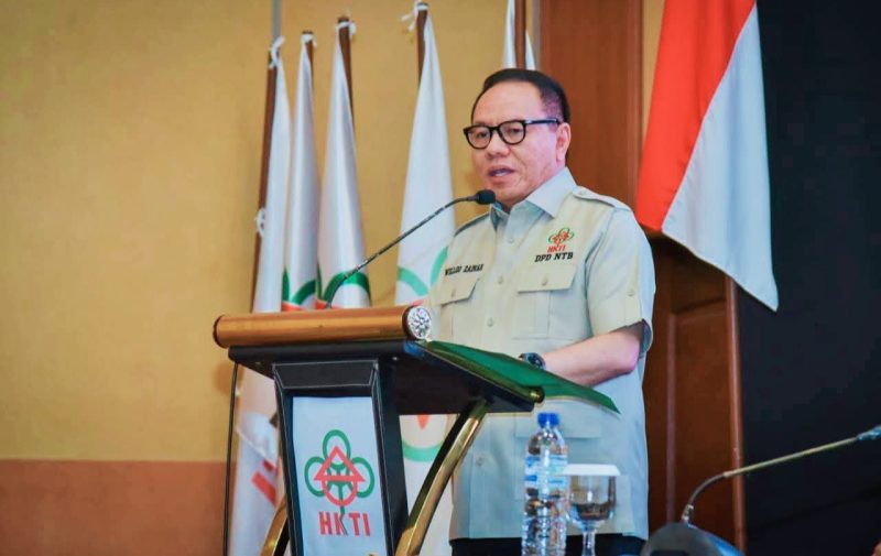 Ketua HKTI Provinsi NTB, Willgo Zainar, menyampaikan sambutan usai kembali terpilih pada Musyawarah Daerah (Musda) IX Himpunan Kerukunan Tani Indonesia (HKTI) Provinsi NTB di Mataram.
