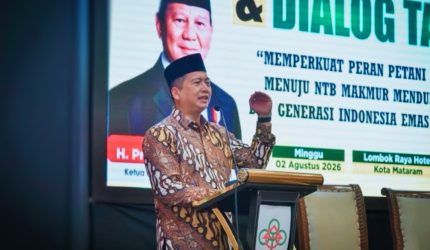 Gubernur NTB Lalu Muhamad Iqbal memaparkan konsep FELDA Malaysia untuk transformasi pertanian NTB pada Musda IX HKTI Provinsi NTB di Mataram.
