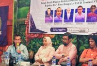 Direktur RSUD Provinsi NTB dr. Asrul Sani Memaparkan Data 309.104 Pasien Rujukan Sepanjangan 2025 dalam dialog Publik GAKADA Pulau Lombok di Kota Mataram, Senin (3/8/2026).