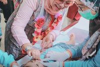 Wakil Bupati Sumbawa Barat Hj. Hanipah saat Mengikuti Kegiatan Intervensi Serentak Percepatan Pencegahan dan Penurunan Stunting di Wilayah Sumbawa Barat.