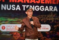 Sekretaris Daerah Provinsi NTB Abul Chair Saat Menutup Workshop Manajemen Risiko Pemerintah Provinsi NTB di Sembalun, Lombok Timur.