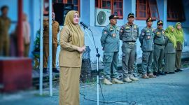 Wakil Gubernur NTB Indah Dhamayanti Putri Saat Memimpin Apel Kedisiplinan Jajaran Satpol PP Provinsi NTB di Mataram, Senin (10/8/2026).
