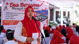 Wakil Gubernur NTB Hj. Indah Dhamayanti Putri Menyampaikan Sambutan Dalam Kegiatan Do'a Bersama dan Silaturahmi Masyarakat Bima-Dompu dan NTT Dalam Rangka Memperingati HUT RI ke-81 di Pendopo Wakil Gubernur NTB, Mataram, Selasa (18/8/2026).