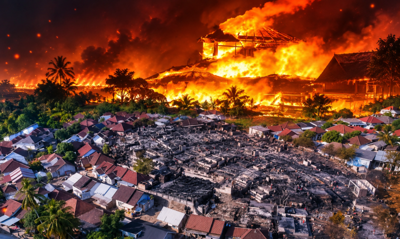 Kondisi Desa Adat Sade, Lombok Tengah, Pascakebakaran Yang Menjadi Perhatian Serius Dalam Penguatan Mitigasi Bencana Pariwisata NTB.