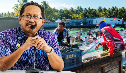 Kepala Dinas Kelautan dan Perikanan NTB dan aktivitas nelayan di pelabuhan.