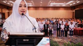 Wakil Gubernur NTB Hj. Indah Damayanti Putri saat membuka Musorprov XIII KONI NTB di Hotel Lombok Raya, Minggu (30/8/2026).