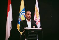 Ketua Umum KONI NTB H. Mori Hanafi saat Menyampaikan Sambutannya Dalam Musorprov XIII KONI NTB Tahun 2026 di Mataram.