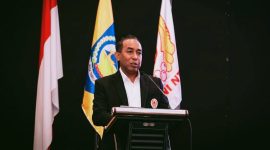 Ketua Umum KONI NTB H. Mori Hanafi saat Menyampaikan Sambutannya Dalam Musorprov XIII KONI NTB Tahun 2026 di Mataram.
