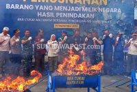 Bea Cukai Mataram Memusnahkan 6.732.613 Batang Rokok Ilegal Dan 2.820 Liter MMEA Hasil Penindakan di Wilayah Lombok.