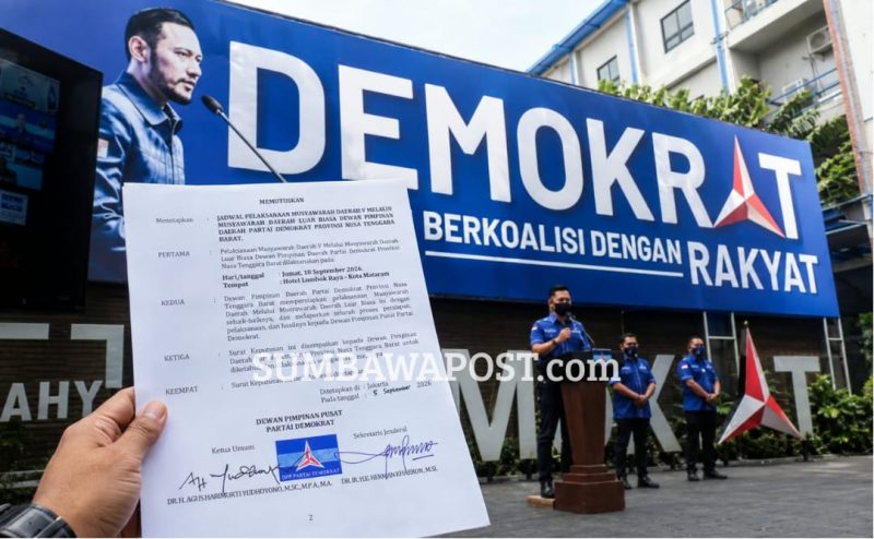 Kantor DPP Partai Demokrat dan Surat Keputusan Terkait Penetapan Jadwal Musda V melalui Musdalub DPD Partai Demokrat NTB.