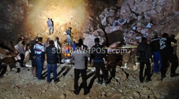 Proses Penanganan Pascalongsor di Kawasan Tambang Rakyat Desa Lantung, Kecamatan Lantung, Kabupaten Sumbawa.