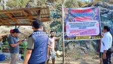 Petugas Melakukan Penertiban dan Memberikan Peringatan Terkait Aktivitas Galian C Tampa Izin di Wilayah Kabupaten Bima.