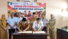 Kepala Dinas Peternakan dan Kesehatan Hewan NTB Muhamad Riadi Memimpin Penandatanganan Kerja Sama Pemprov NTB dan Universitas Mataram Terkait Pendampingan Desa Berdaya subsektor Peternakan.