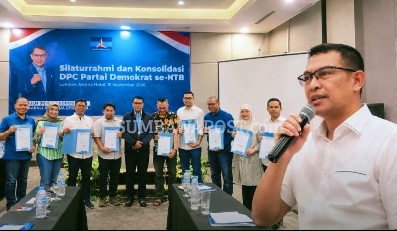 Hadi Gunawan Saat Menghadiri Silaturahmi dan Konsolidasi Bersama 10 DPC Partai Demokrat se-NTB di Hotal Astoria, Mataram