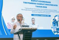 Sekda NTB Abul Chair Saat Membuka Rapat Koordinasi Tim Pembina Samsat Provinsi NTB Tahun 2026 di Mataram.